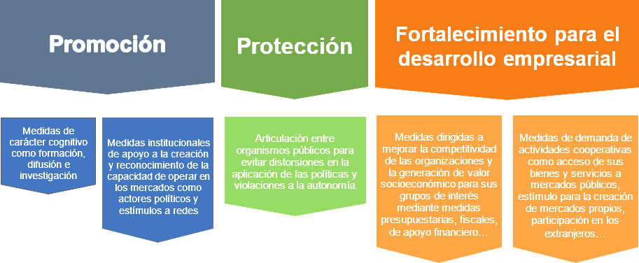 Figura 1. Categorías que conforman el fomento asociativo en Colombia.